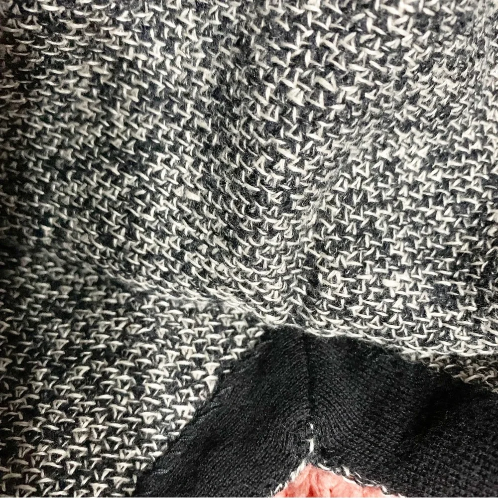 FREE PEOPLE Rising Sun Knit Black Combo Split Back Crop Pullover Sweater Top⚫️⚪️